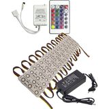 Powerr Led Aydınlatma 20 Adet 12 Volt Samsung 0.72 Watt 3 Lensli Rgb LED Modül 24 Tuşlu Rgb Kumanda 5A Plastik Adaptör Set