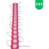 Powerr Led Aydınlatma 20 Adet 24 Volt 1.5 Watt Tek Lensli Pembe 3030 LED Modül IP65