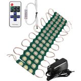 Powerr Led Aydınlatma 20 Adet 24 Volt 3 Watt 3 Lens Yeşil 3030 LED Modül 12A Tek Renk Rf Dimmer 2A Priz Tipi Adaptör Set