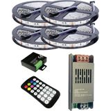 Powerr Led Aydınlatma 20 Metre 12V 60 Ledli Rgb Iç Mekan Şerit LED 20A Slim Trafo 36 A 28 Tuş Rf LED Kontrol Üniteli Set