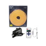 Powerr Led Aydınlatma 5 Metre 12 Volt 6X12 mm Esnek Amber Neon LED 12A Tek Renk Kumandalı Rf Dimmer 3A Plastik Adaptör Set