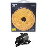 Powerr Led Aydınlatma 5 Metre 12 Volt 6X12 mm Esnek Amber Neon LED 3A Plastik Adaptör Set