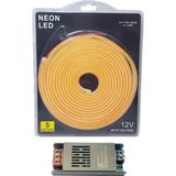 Powerr Led Aydınlatma 5 Metre 12 Volt 6X12 mm Esnek Amber Neon LED 5A Slim Trafo Set