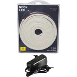Powerr Led Aydınlatma 5 Metre 12 Volt 6X12 mm Esnek Neon LED 3000K Günışığı 3A Plastik Adaptör Set