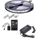 Powerr Led Aydınlatma 5 Metre 12V 120 Ledli Rgb Iç Mekan Şerit LED 5A Plastik Adaptör Sese ve Müziğe Duyarlı LED Kontrol Üniteli Set