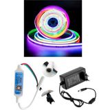 Powerr Led Aydınlatma 5 Metre 12V 12MM Iç Mekan 720 Pixel Cob Ledli SP621 Bluetooth Cep Telefonundan Kumandalı 5A Priz Tipi Plastik Adaptörlü Set