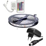 Powerr Led Aydınlatma 5 Metre 12V 60 Ledli Rgb Dış Mekan Silikonlu Şerit LED 3A Plastik Adaptör 24 Tuşlu Ir LED Kontrol Üniteli Set