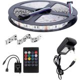 Powerr Led Aydınlatma 5 Metre 24V 60 Ledli Rgb Iç Mekan Şerit LED 2A Plastik Adaptör Sese ve Müziğe Duyarlı LED Kontrol Üniteli Set