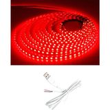 Powerr Led Aydınlatma 5 Metre 5 Volt 2835 Smd Kırmızı Iç Mekan 60 Ledli Şerit USB Li Beyaz Güç Kablosu Set