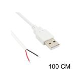 Powerr Led Aydınlatma 5 Volt 2 Amper 100 cm Ucu Açık USB Li Beyaz Renk Erkek Güç Kablosu