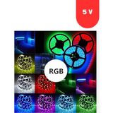 Powerr Led Aydınlatma 5V Volt Rgb 5050 Smd Iç Mekan 60 LED 5 Metre Şerit LED
