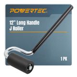 POWERTEC 71010 J-Roller uzun saplı kauçuk rulo, 3,8 cm x 7,6 cm – profesyonel kaplama kenar bandı ve zemin laminasyon aleti, düz sap