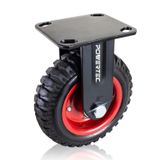 POWERTEC 8 İnç Teker Tekerlekleri, Tezgah, Dolly, Araba, Araba, Vagon ve Tavuk Kümesi için Kauçuk Düğmeli Sırtlı Ağır Hizmet Sabit Plaka Tekerleri, Büyük Kauçuk Teker Tekerlekleri, 1PK (17053)