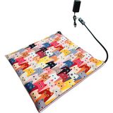 Powertec Kedi Köpek Isıtıcı Ped 45X45CM 4cm Kalınlık Desenli Kumaş Yıkanabilir 12V ile Çalışır