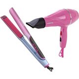 Powertec TR-501 Profesyonel Pembe Renkli Fön + TR-2830 IonTech Saç Düzleştirici