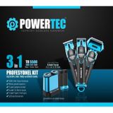 Powertec TR-5500 3in1 Profesyonel Bakım Kiti Saç Sakal Ense Vücut Günlük Tıraş Makinesi Seti 3 - 4 Saat Mavi - Siyah mavi-siyah