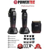Powertec TR-5800 Profesyonel Şarjlı Saç-Sakal-Ense Tıraş Makinesi 3'lü Set
