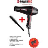 Powertec TR-601 Profesyonel Fön Makinesi +Berber Fön Fırçası - Siyah