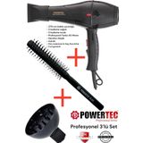 Powertec TR-701 Profesyonel Fön Makinesi + Vigo Difüzör Başlık + Profesyonel Fön Fırçası