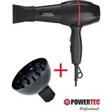 Powertec TR-801 Profesyonel Fön Makinesi 2500 W Difüzör Hacimlendirici Başlık ile 2 Kademe Isı Ayarı - Siyah