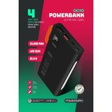 Powerway 10.000 Mah Pd 22.5W Dahili Kablolu Hızlı Şarj LED Fener Gerçek 10.000 Mah QC10 Powerbank - Siyah