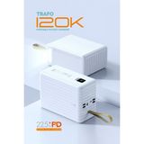 Powerway 120.000 Mah Pd 22.5W Hızlı Şarj Dahili Kablolu Gerçek 120.000 Mah Trafo Powerbank - Beyaz