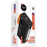 Powerway 20.000 Mah Pd 22.5W Kablolu 3.0 Hızlı Şarj Gerçek 20.000 Mah Garantili Işıklı QC20 Siyah Powerbank