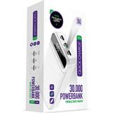 Powerway 30.000 mAh PD 22.5 W Hızlı Şarj Led Fener Dijital Ekran QC30 Beyaz Powerbank