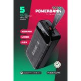 Powerway 30.000 mAh PD 22.5 W Hızlı Şarj Led Fener Dijital Ekran QC30 Siyah Powerbank