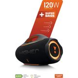 Powerway Higher 120W 4x Güç USB Hafıza Kartı Aux Fm LED Işıklı Bluetooth Hoparlör 8000 Mah Ses Bombası - Siyah
