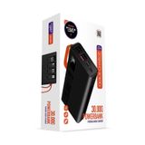 Powerway QC30S Siyah 30.000 mAh PD 22.5W Dahili Kablolu Hızlı Şarj Led Işıklı Powerbank
