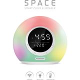 Powerway Saat Alarm USB Aux Müzik Çalar Radyo Gece Lambası Taşınabilir Space Bluetooth Hoparlör - Beyaz