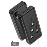 Powerway TX209 Siyah 20.000 Mah Dijital Göstergeli Ekstra Kablolu Dahili Stand Powerbank