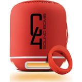 Powewray C4 Kırmızı Taşınabilir Bluetooth Hoparlör Ses Bombası Sese Duyarlı Led Işık