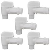 PowGrow Musluklu Musluk Tambur Musluğu, Beyaz Akışlı 3/4" Plastik Musluk Musluğu, 5, 6 Galon Plastik Davullar için, Dayanıklı Polietilen Malzeme 3/4" Namlu Musluk Yedek Musluk, 5'li Paket