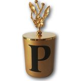 Poya Mum G Harfl Baskılı Gold Renk Bardak Mum - Altın - 1 Adet