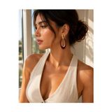 Poyase Bordo Gold Detaylı Oval Sallantılı Küpe Şık ve Modern Kadın Küpe Modeli