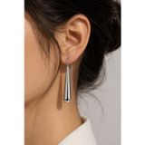 Poyase Kadın Gümüş Renk Minimal Damla Küpe Uzun İnce Tasarım 5.5 Cm Modern Sallantılı Küpe