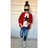 Poyraz Fashion Kids Erkek Çocuk Ceket Kot Pantalon ve Tişört Takım Kombın Bayramlık - 3 - 4 Yaş - 00Kırmızı