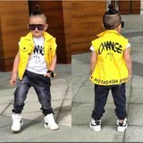 Poyraz Fashion Kids Erkek Çocuk Kargo Cepli Kot Pantalon Sarı Yelek ve Tişört Takım Bayramlık Kombin - 00Sarı - 7 - 8 Yaş