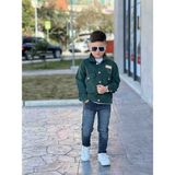 Poyraz Fashion Kids Erkek Çocuk Kot Pantalon Gabardin Baskı Zincir Detaylı Ceket ve Tişört Takım Bayramlık Kombin - 00Yeşil - 5 - 6 Yaş