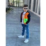 Poyraz Fashion Kids Erkek Çocuk Kot Pantalon Yağmurluk ve Tişört Takım Kombin Bayramlık - 7 - 8 Yaş - Mavi - Yeşil - Turuncu