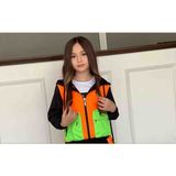 Poyraz Fashion Kids Kız Çocuk ve Erkek Çocuk Yağmurluk Kapişonlu Içi File Astarlı Mont Hırka - Açık Turuncu - Siyah - 3 - 4 Yaş