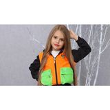 Poyraz Fashion Kids Kız Çocuk ve Erkek Çocuk Yağmurluk Kapişonlu Içi File Astarlı Mont Hırka - Açık Turuncu - Siyah - 7 - 8 Yaş
