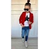Poyraz Kids Erkek Çocuk Ceket Kot Pantolon ve Tişört Takım Bayramlık Kombin - 240-Kırmızı - 5 - 6 Yaş