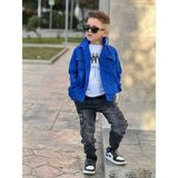 Poyraz Kids Erkek Çocuk Mavi Kot Ceket Kargo Kot Pantolon ve Tişört Takım Bayramlık Kombin - 04G-Mavi - 3 - 4 Yaş