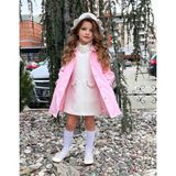Poyraz Kids Kız Çocuk Trenç Inci Detaylı Elbise ve Şapka Takım Bayramlık Kombin - 01P-Pembe - 3 - 4 Yaş