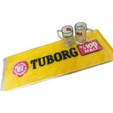 Poyraz Koleksiyon 2 Adet Bira Bardağı + 1 Adet Büyük Boytuborg Bar Mat - Antrasit - Sarı