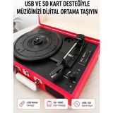 Poyraz Market Bluetooth Bağlantılı Portatif Pikap 33 45 78 Devir Dahili Hoparlör ve Şarj Edilebilir Pil