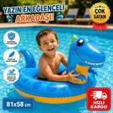 Poyraz Ticaret Intex 59221 Dinazor Figürlü Deniz ve Havuz Simidi Pvc Malzeme 81X58 cm 3-8 Yaş Için Uygundur - Mavi